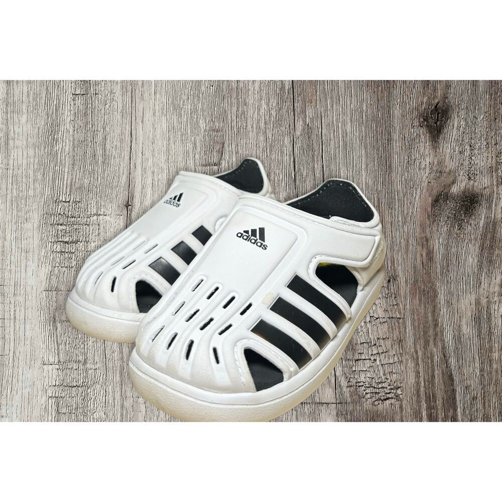 Adidas white and black kids sneakers size 6 - Picture 2 of 5